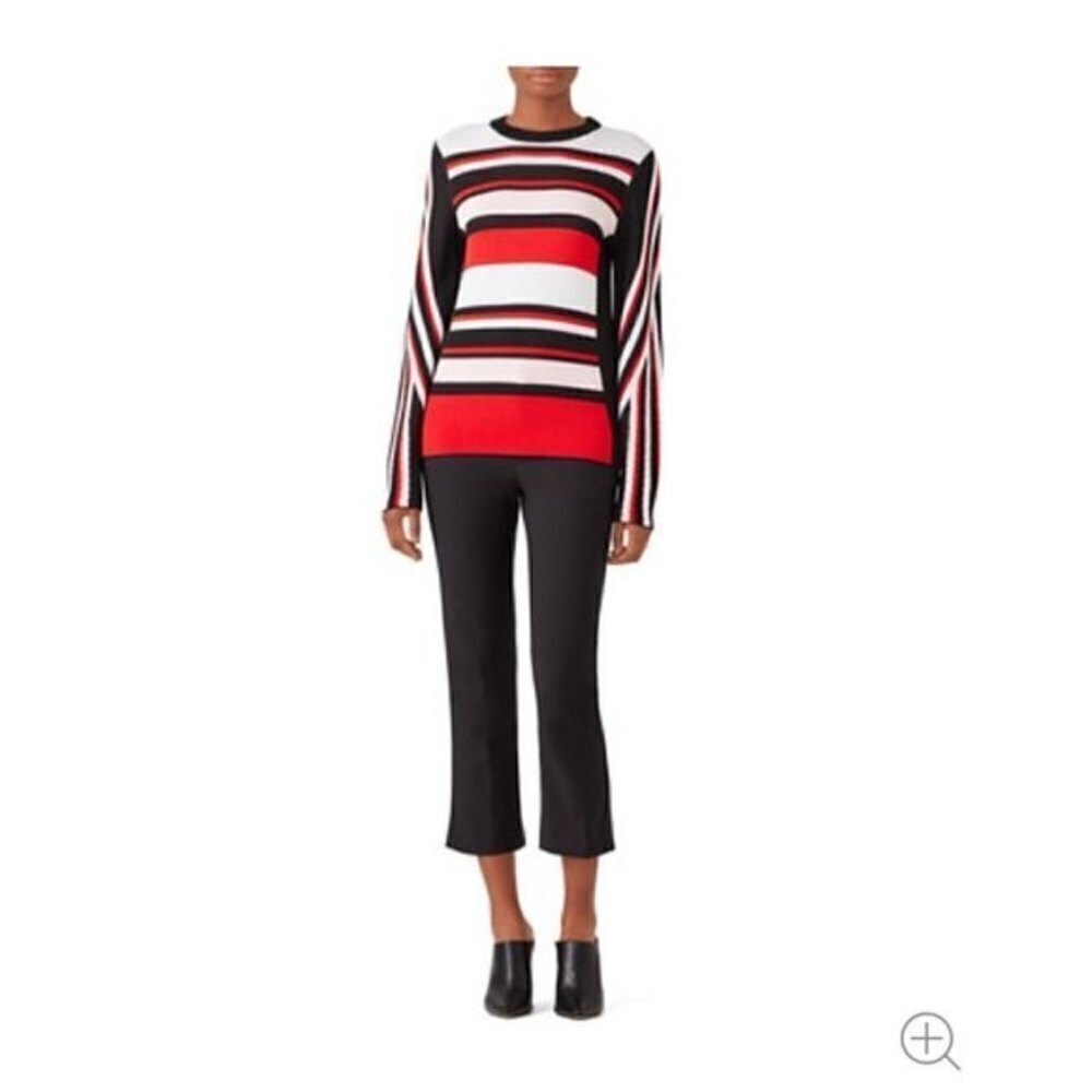 MSGM Color Blocked Horizontal Striped Knit Long Sleeve Crewneck Sweater Medium